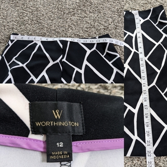 ✨3/$15 Worthington black white abstract skirt 12 - Picture 4 of 6